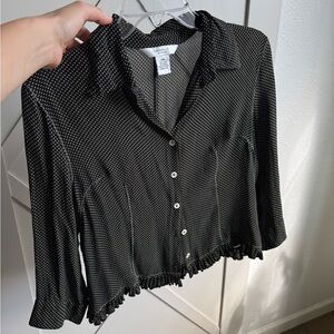 Silk 100% Isabela d. Black Polka Dot Button-Front Blouse